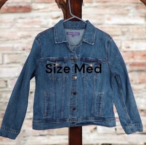 Casual Designs Blue Jean Denim Jacket Womans Size Medium
